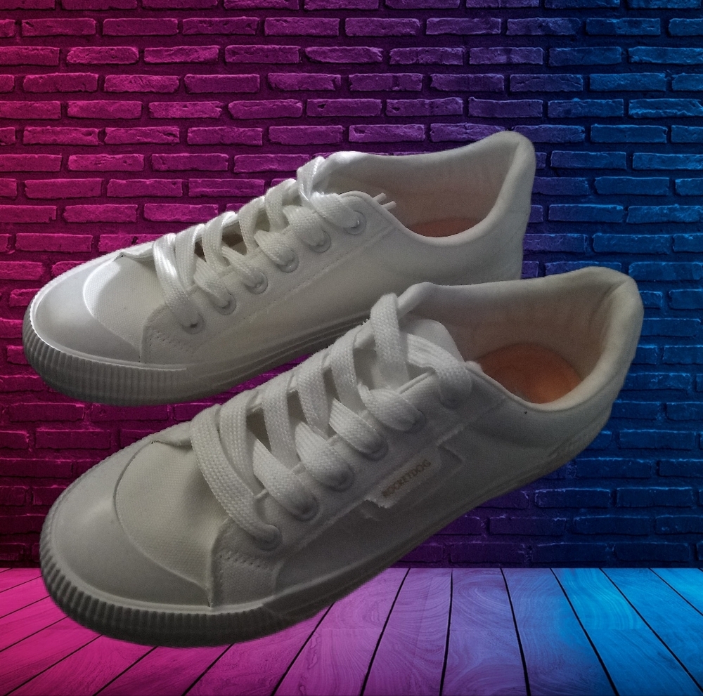 Rocket Dog Women's Cheery White Canvas Fashion Sneakers Sz 8.5